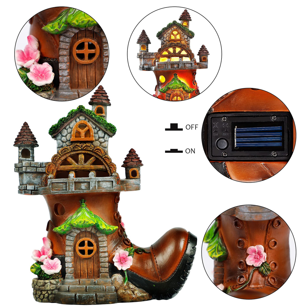 FORUP detailed boot fairy house features steps and windows