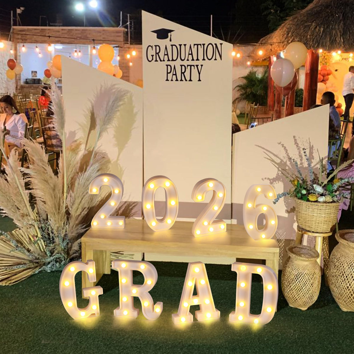 Forwe grad 2026 marquee letters stay stable on flat bases or hooks