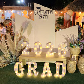 Forwe grad 2026 marquee letters stay stable on flat bases or hooks