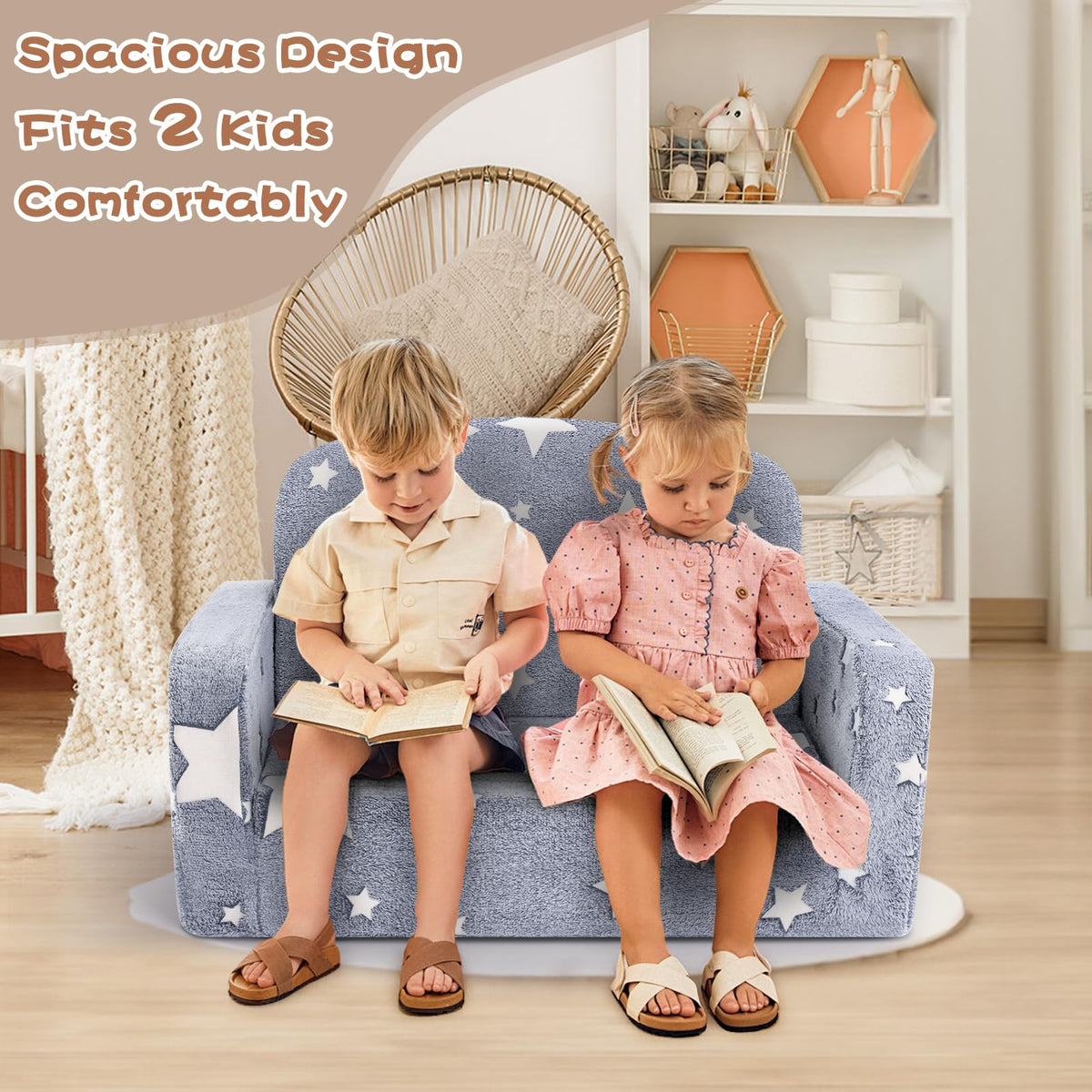 Foryoomi Extra Wide Kids Couch blanket included for cozy comfort