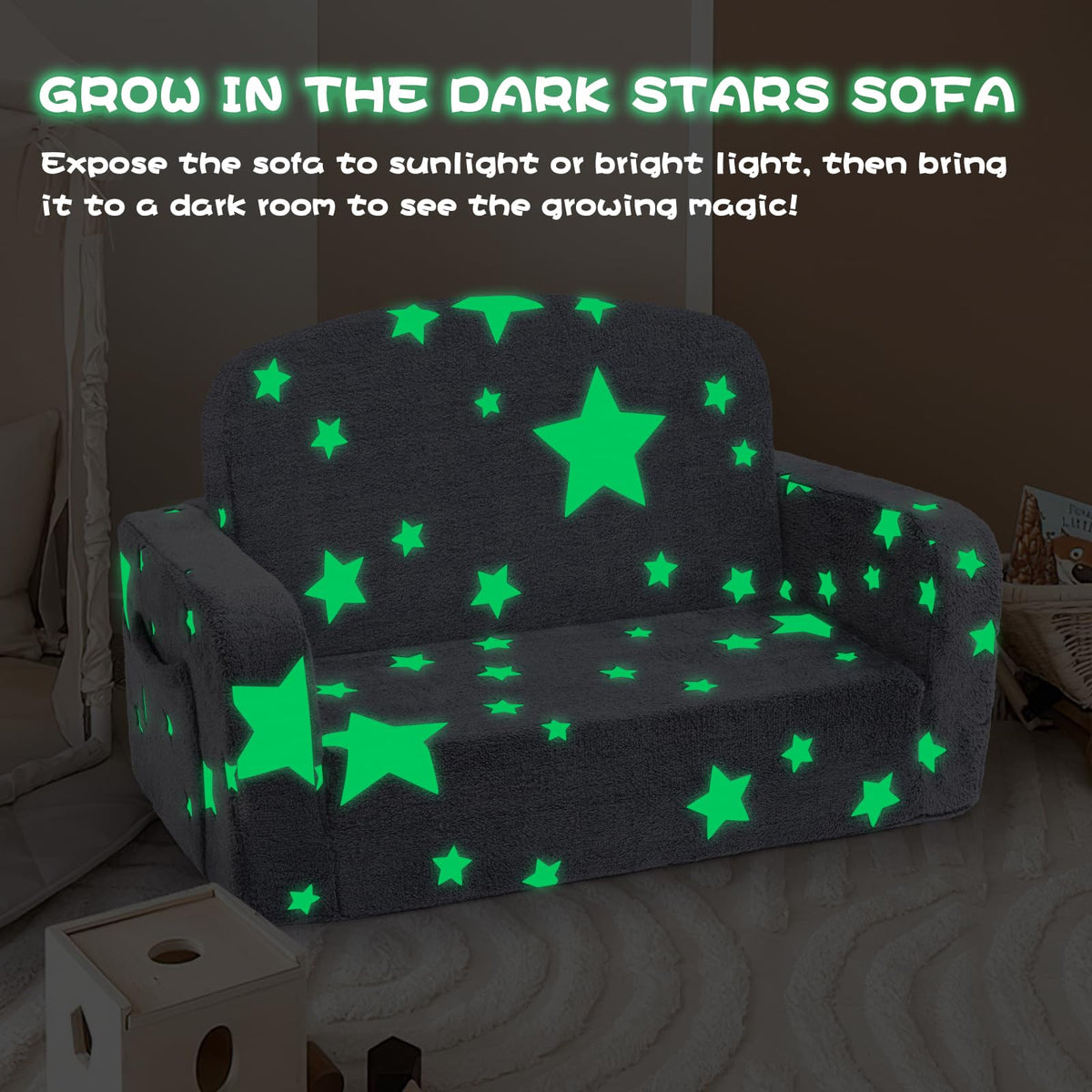 Foryoomi Extra Wide Kids Couch cloud pillow included for relaxing support