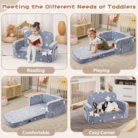 Foryoomi Extra Wide Kids Couch high-density foam provides sturdy support