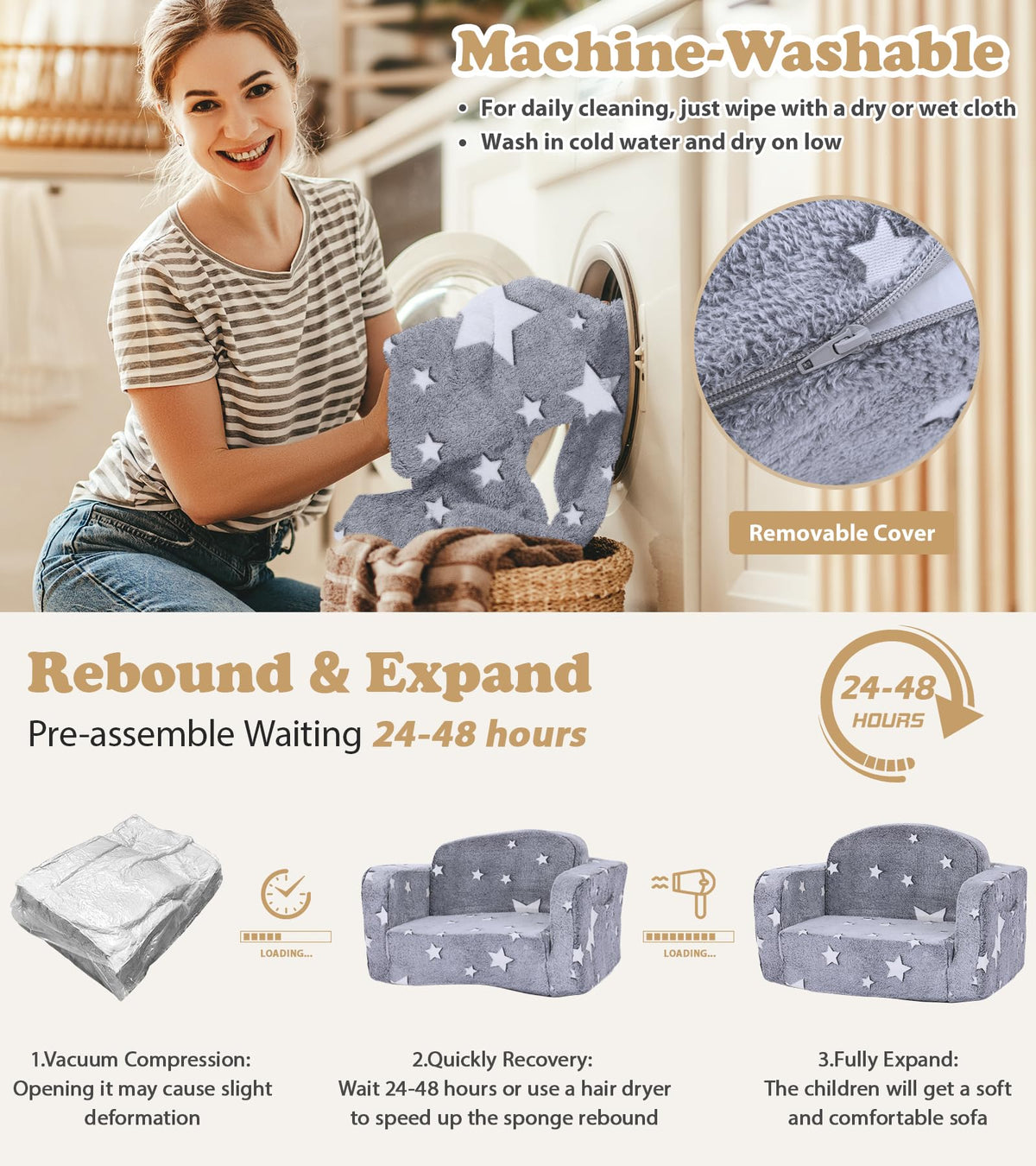 Foryoomi machine-washable-cover simplifies cleanup after play