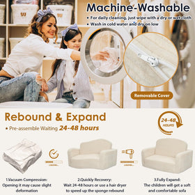 Foryoomi machine-washable cover keeps the cream couch clean.