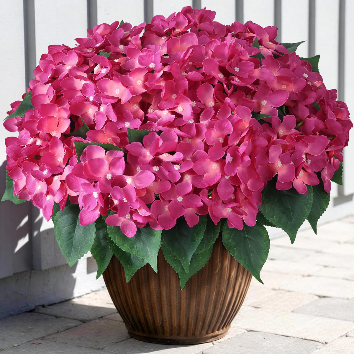 FOTEEWL 16 bundles artificial hydrangea for outdoor decor, lush faux blooms for entry appeal