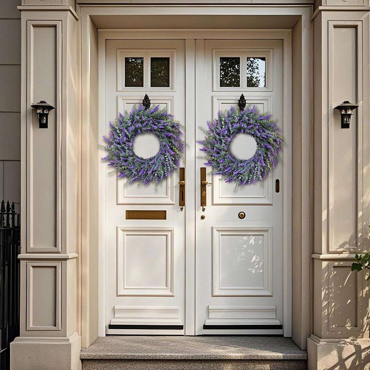 FOTEEWL eucalyptus lavender wreath ideal for farmhouse style and outdoor display.