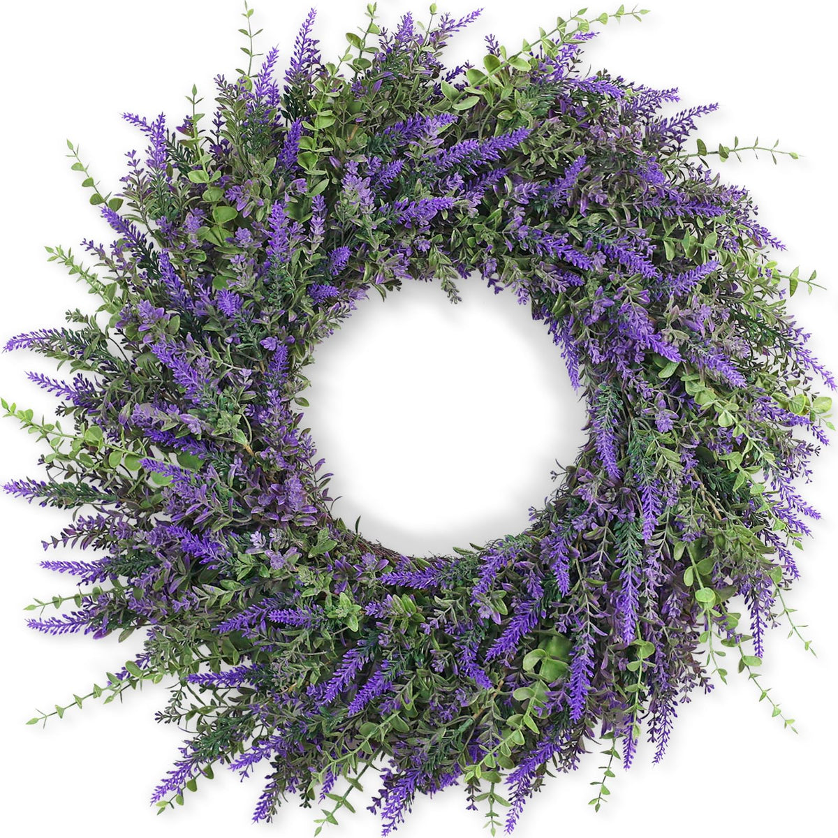 FOTEEWL 26in eucalyptus and lavender wreath for front door, adds year-round curb appeal.