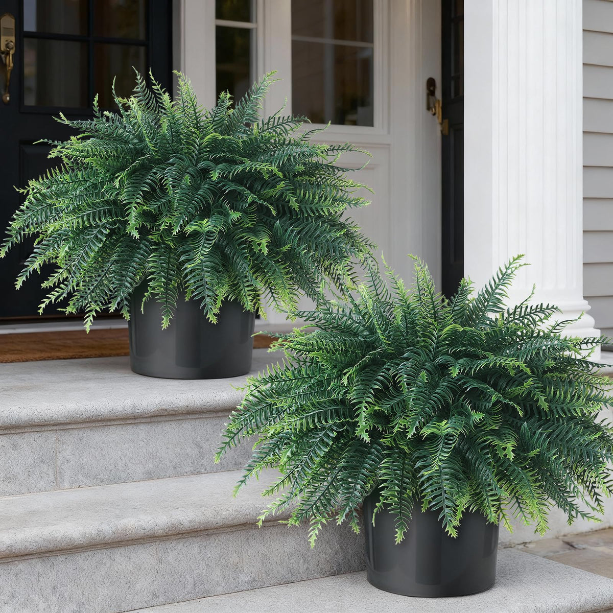FOTEEWL artificial ferns in front-door pots for year-round curb appeal