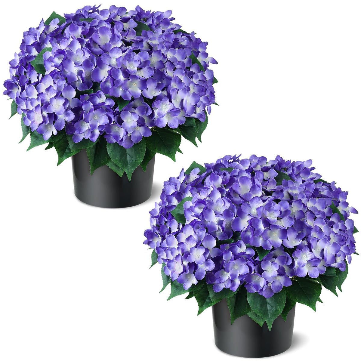 FOTEEWL artificial hydrangea topiary set front view adds lush curb appeal.