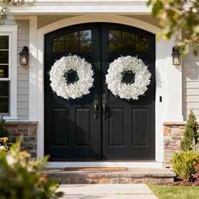 FOTEEWL artificial hydrangea wreath closeup flowers highlights premium silk petals.
