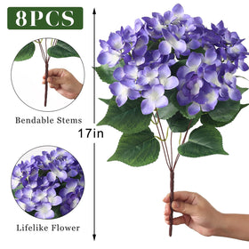 FOTEEWL balcony garden display with purple hydrangea bundles.