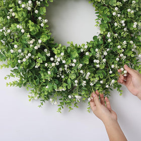 FOTEEWL front door wreath in farmhouse style for entryway charm