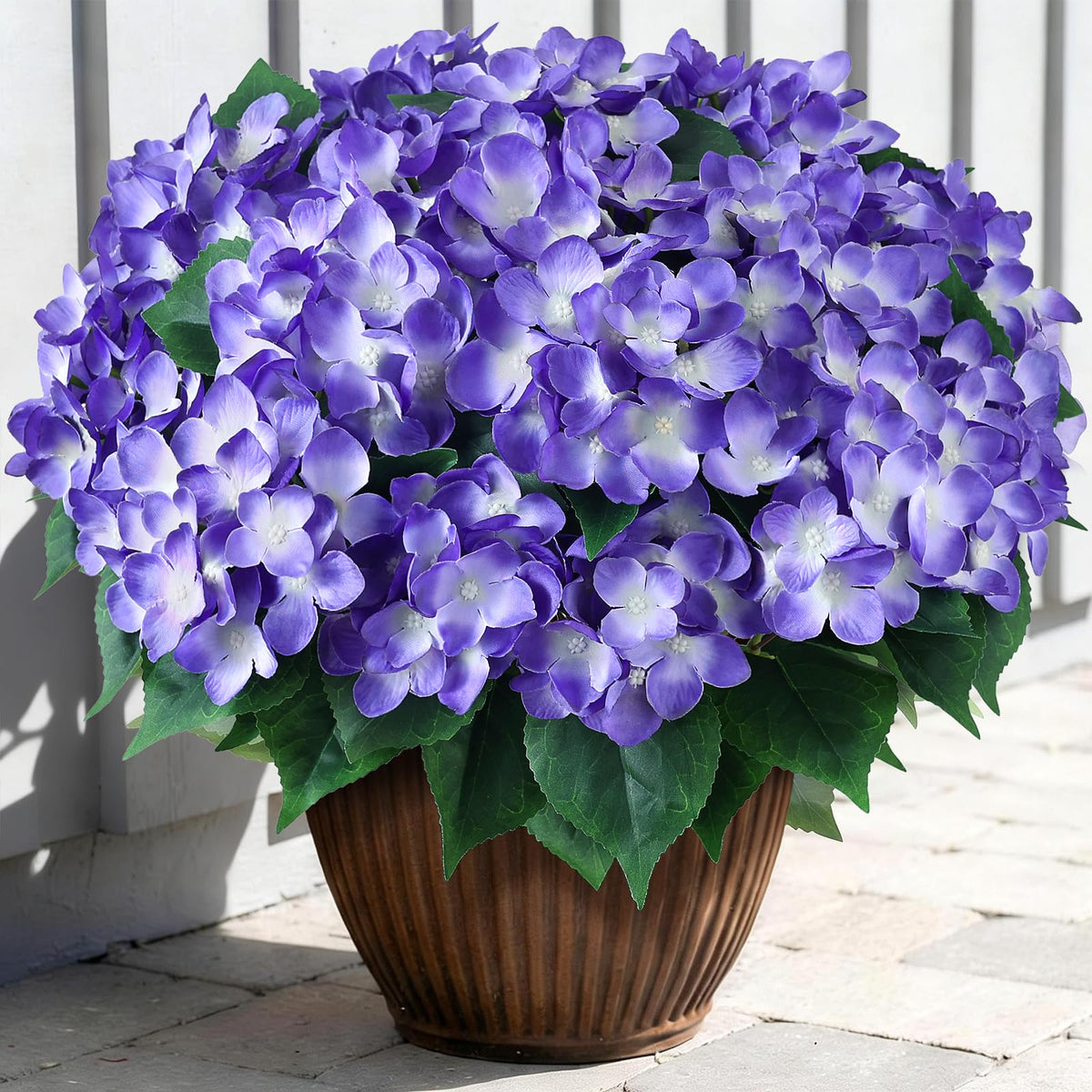 FOTEEWL hydrangea 8 bundles outdoor bouquet in purple for porch decor.