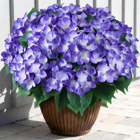 FOTEEWL hydrangea 8 bundles outdoor bouquet in purple for porch decor.