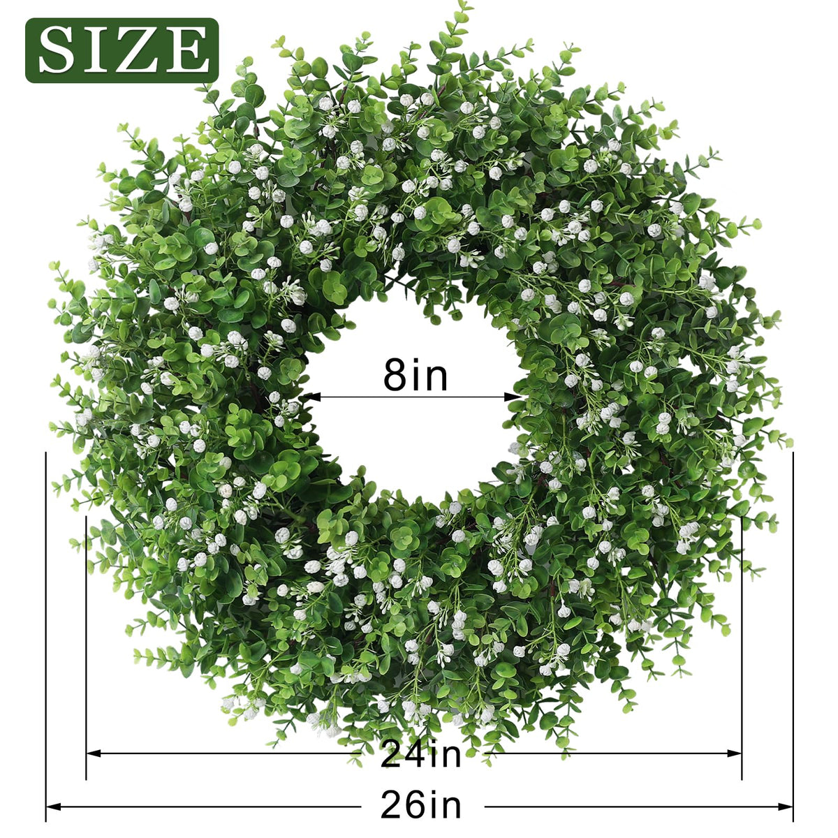 FOTEEWL waterproof and sun-resistant eucalyptus wreath suitable for outdoor use