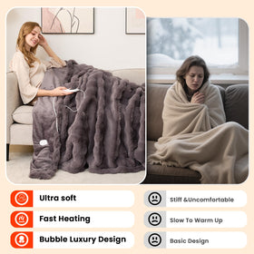 Fotgear heated blanket shows 6-hour timer options for tailored warmth