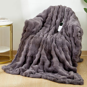 Fotgear heated blanket bubble fur closeup showing plush warmth