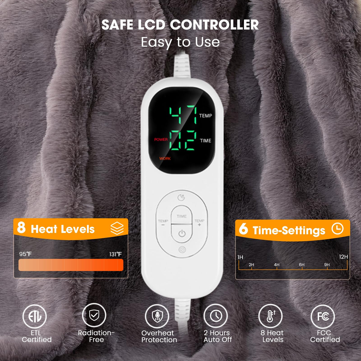 Fotgear heated blanket detachable control panel for easy care
