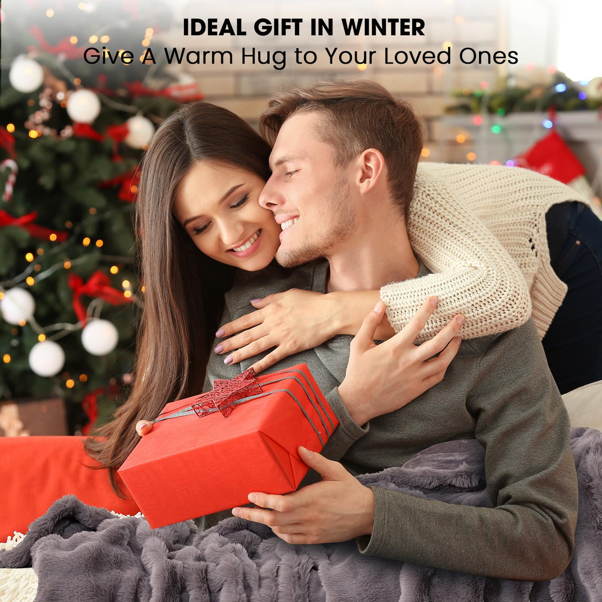 Fotgear heated blanket gift-ready wrap framing a warm hug idea