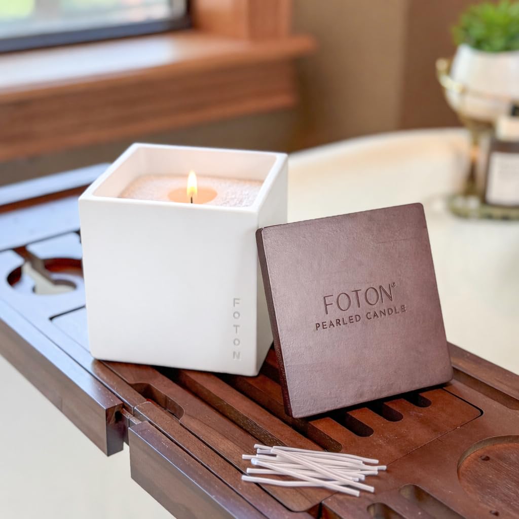 Foton Le Cube concrete vase with wooden lid elevates modern decor.