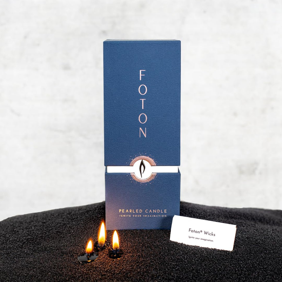 Foton pearled candle 18oz black unscented for a clean ambient glow.