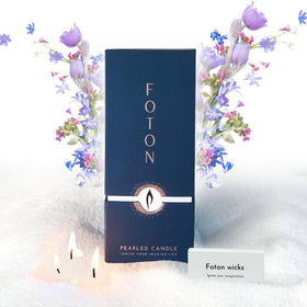 Foton Pearled Candle 18 oz with Breezy Blanket scent, clean-burning luxury.