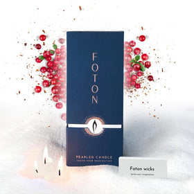 Foton Pearled Candle 18 Oz front view highlighting refillable design.