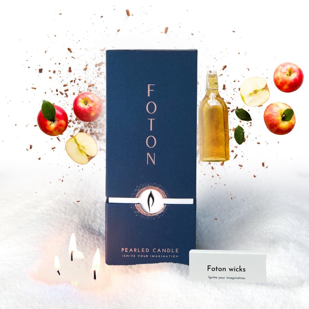 Foton Pearled Candle 18 Oz Snowy Cider glows for cozy, clean evenings.