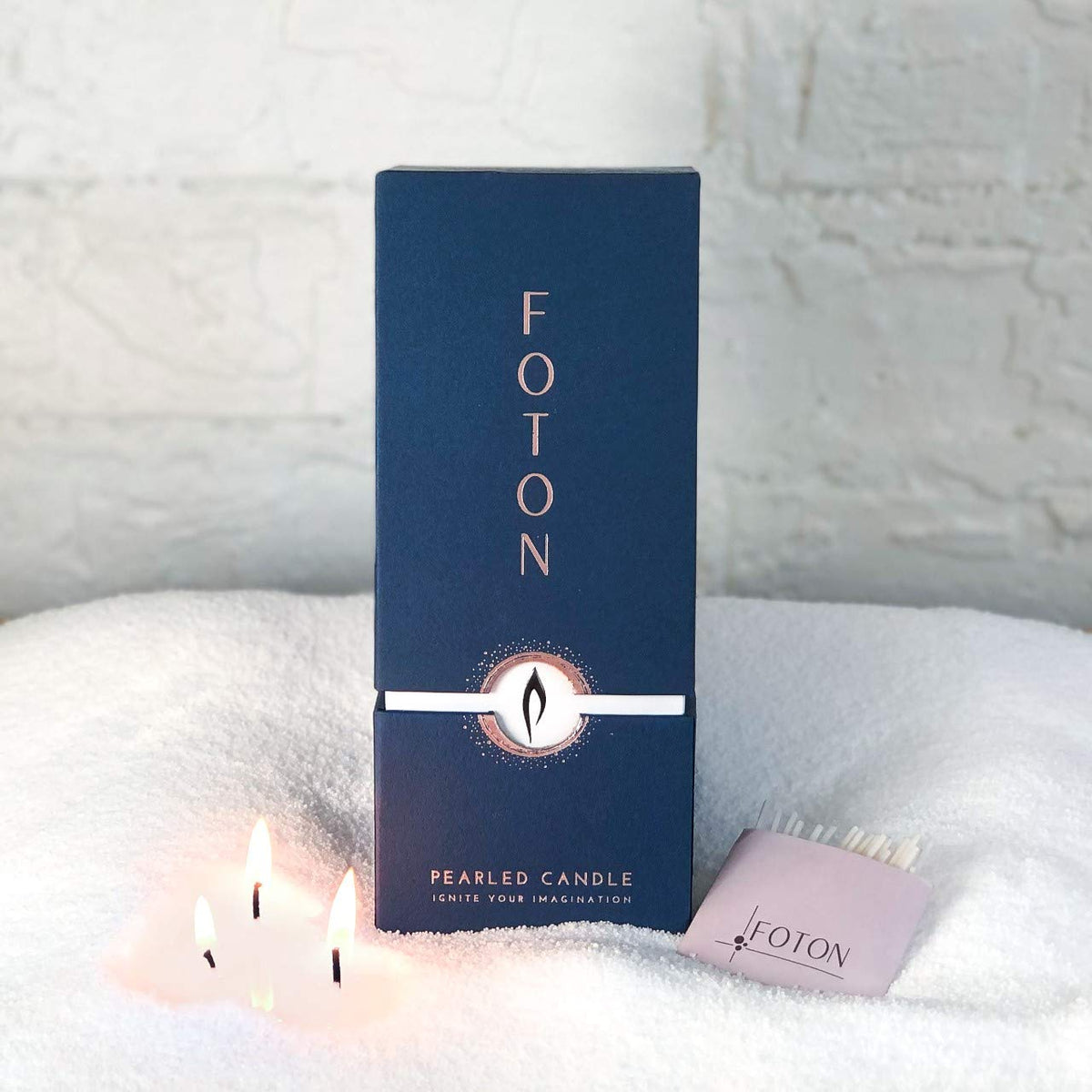 Foton Pearled Candle 18 Oz in a glass container with a clean, unscented glow