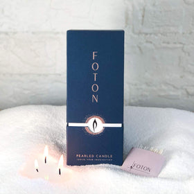 Foton Pearled Candle 18 Oz in a glass container with a clean, unscented glow
