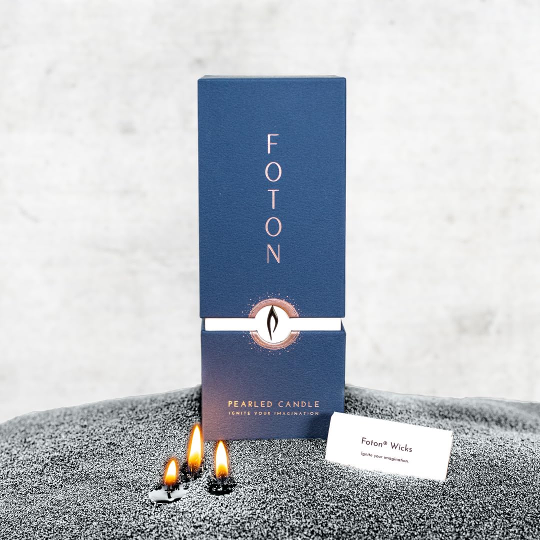 Foton Pearled Candle slate gray 18oz in a sleek refillable design for ambient spaces
