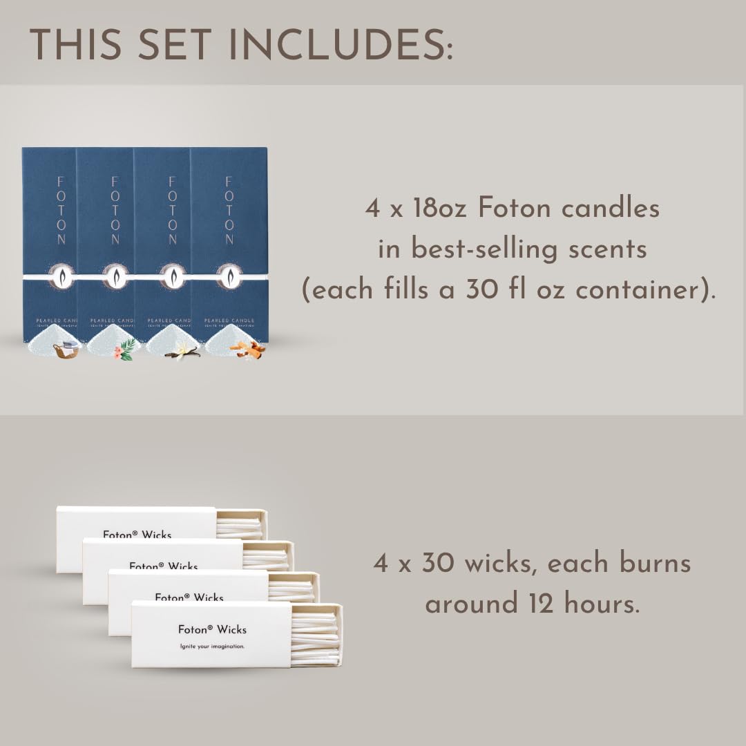Foton Pearled Candle Vanilla Vibe visual, warm comforting aroma