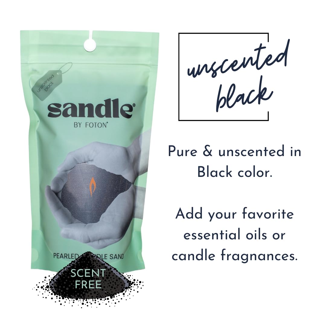 Foton Sandle black unscented candle offers minimalist, clean ambience.
