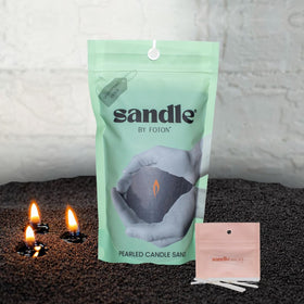 Foton Sandle pearled candle 10oz in black, versatile centerpiece for calm evenings.