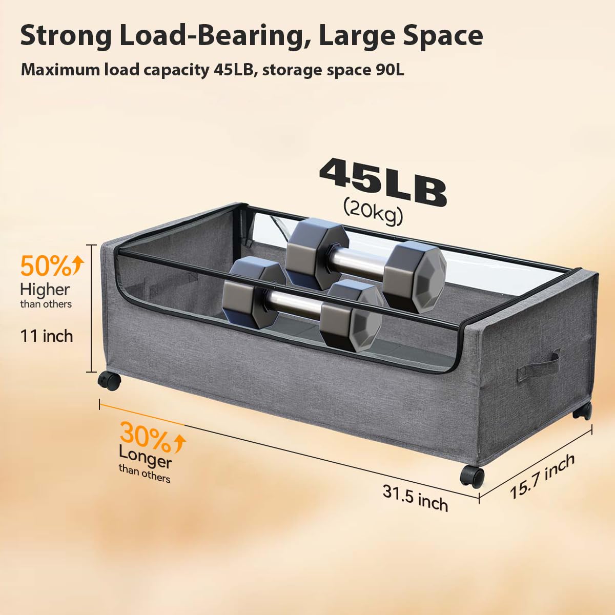 FOUCSSOMEI under-bed storage one-piece design ensures stable daily use.