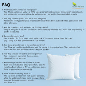 Four Seasons Essentials polyurethane inner lining keeps liquids at bay for dry pillows.