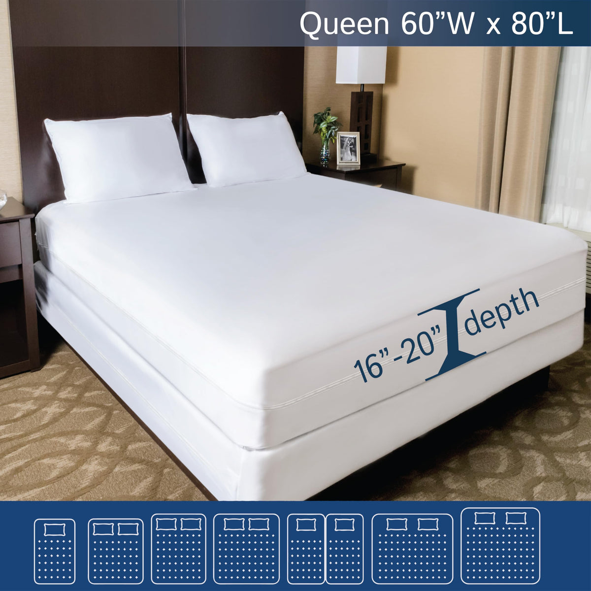 Four Seasons Essentials six-sided zippered encasement provides full mattress protection.