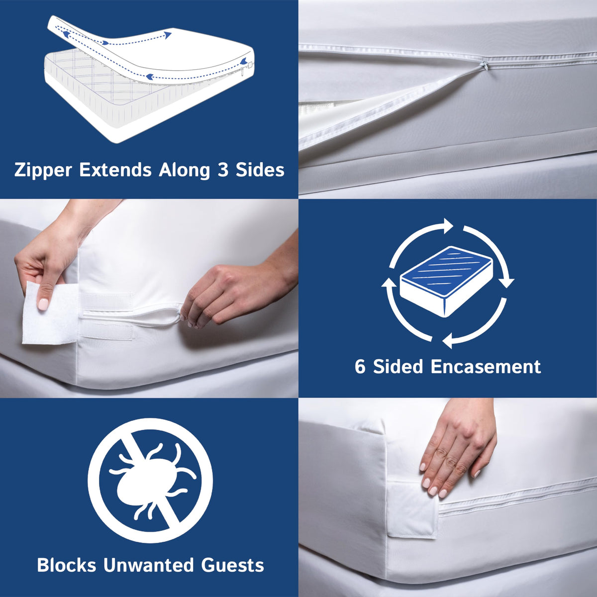Four Seasons Essentials soft, noiseless fabric delivers comfortable protection.