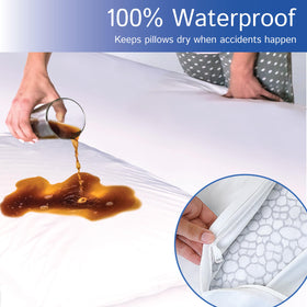 Four Seasons Essentials zipper closure fully seals pillow for enhanced hygiene.
