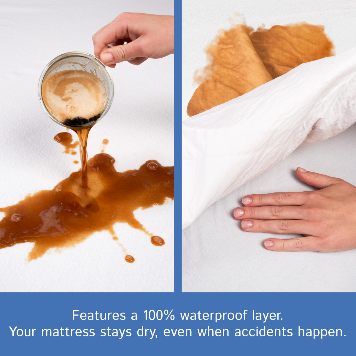 Four Seasons Essentials soft noiseless stretch fabric offers quiet comfort and barrier against dust.