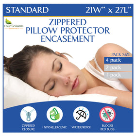 Four Seasons Essentials pillow protector box, 4-pack for easy bedding refresh