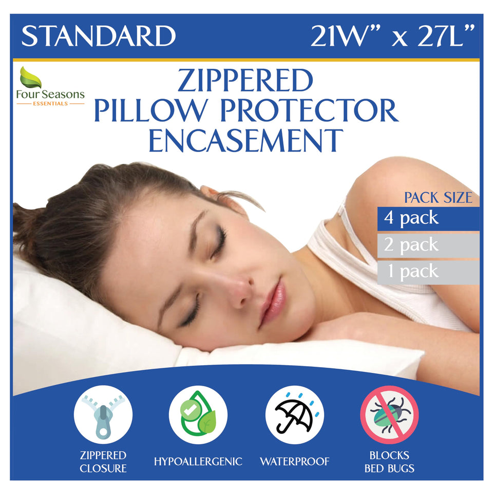 Four Seasons Essentials pillow protector box, 4-pack for easy bedding refresh