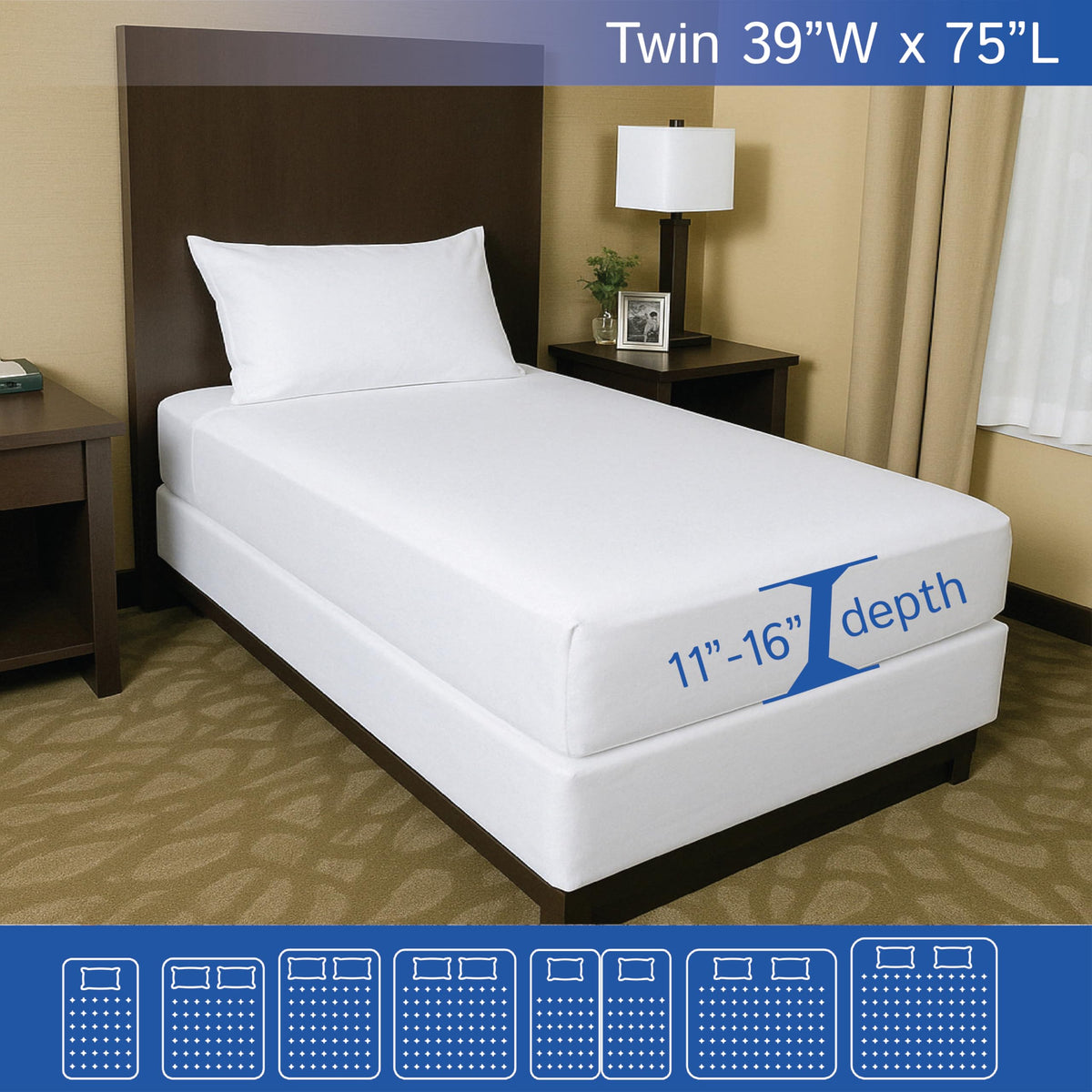 Four Seasons Essentials twin waterproof cover protects mattress from liquids during sleep.
