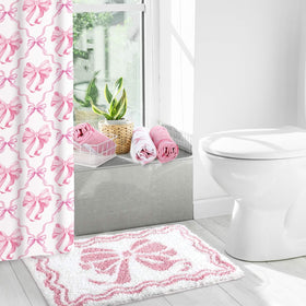 Fourluoo pink bow curtain hooks with resin and stainless steel support
