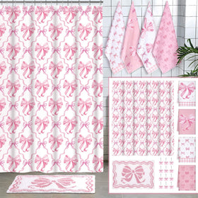 Fourluoo pink bow shower curtain 72x72 inches brightens your bathroom