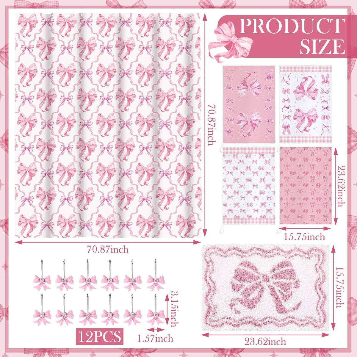 Fourluoo pink bow towels add soft, quick-drying bath comfort