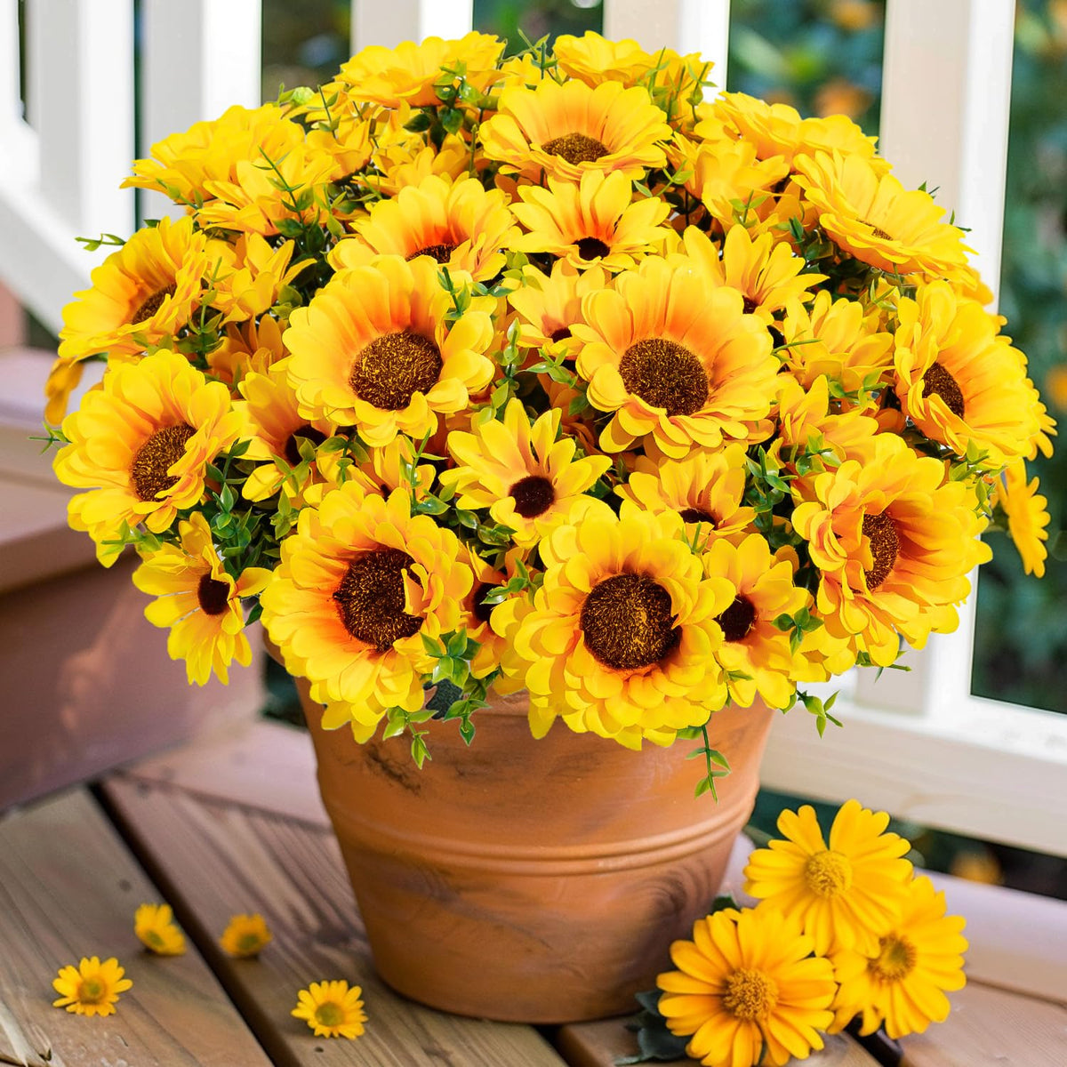 FOUSUKA artificial sunflowers outdoors for a vibrant welcome display