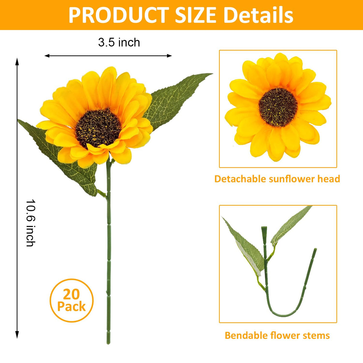 FOUSUKA DIY art craft sunflowers suitable for centerpieces, wreaths, or cake accents.