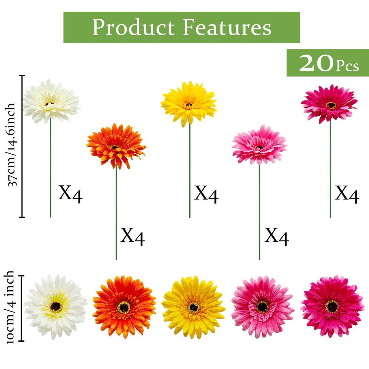 FOUSUKA DIY centerpieces featuring detachable gerbera heads