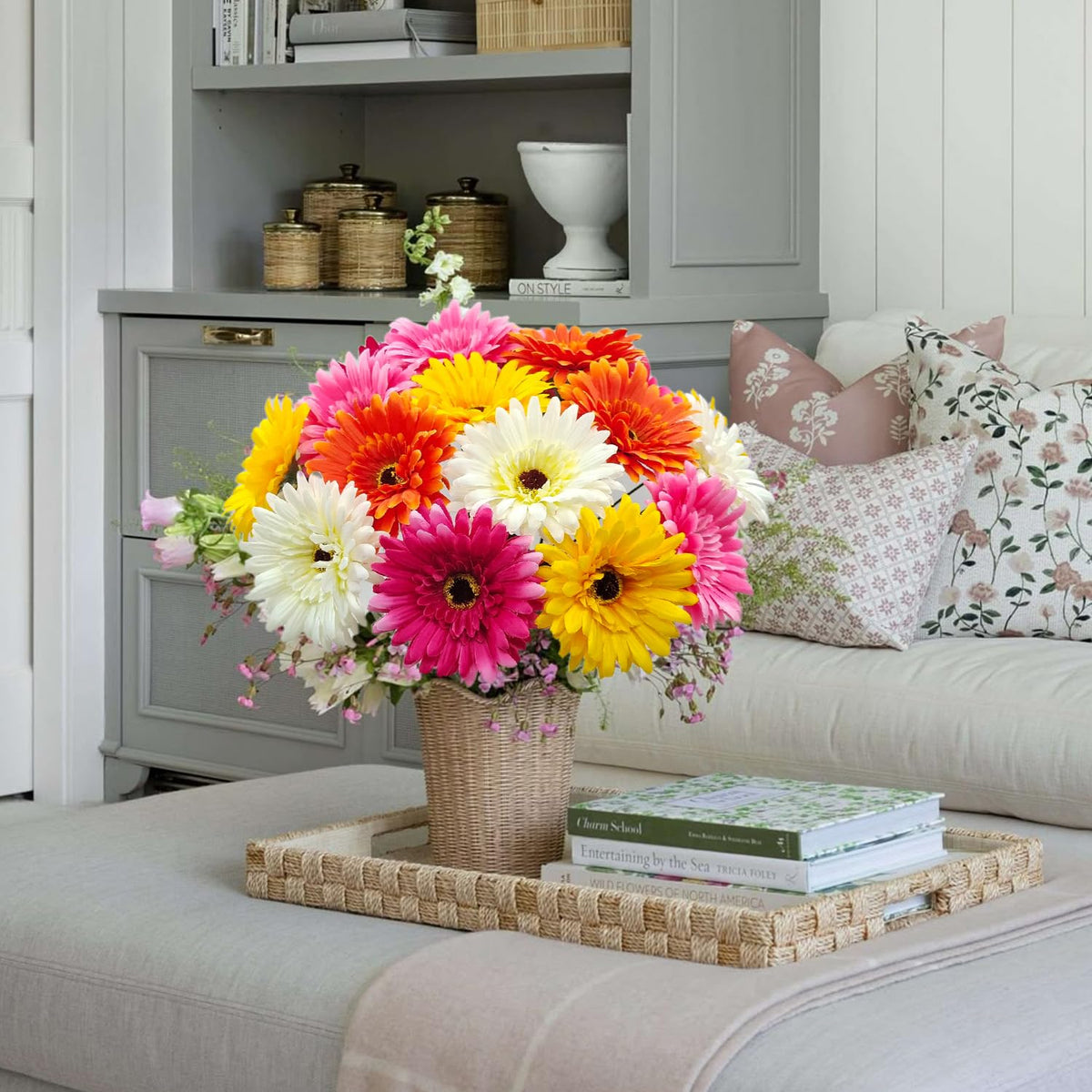 FOUSUKA silk petals on gerbera daisies with vivid color